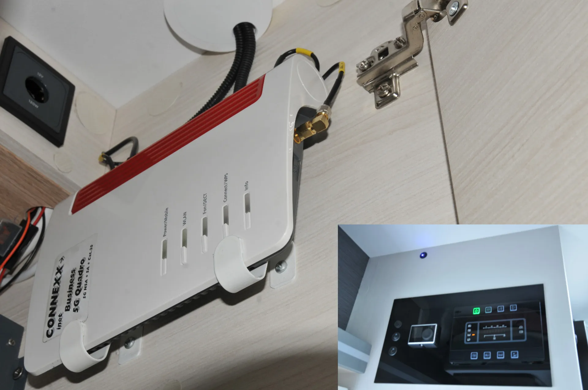 5G Fritzbox mit Ausschalter an der Schrankaußenwand, Chausson