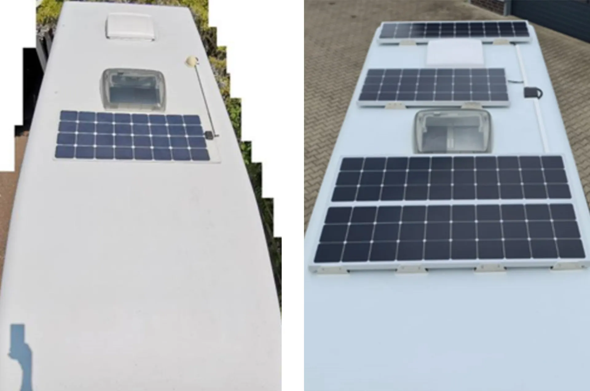 links vorher, rechts nachher, Pössel Vario, max. Solar 440 Wp